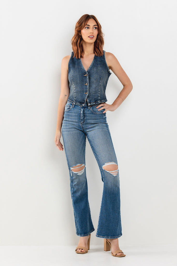 Tallahassee High Rise Sneak Peek Crop Kick Flare Jeans (Medium